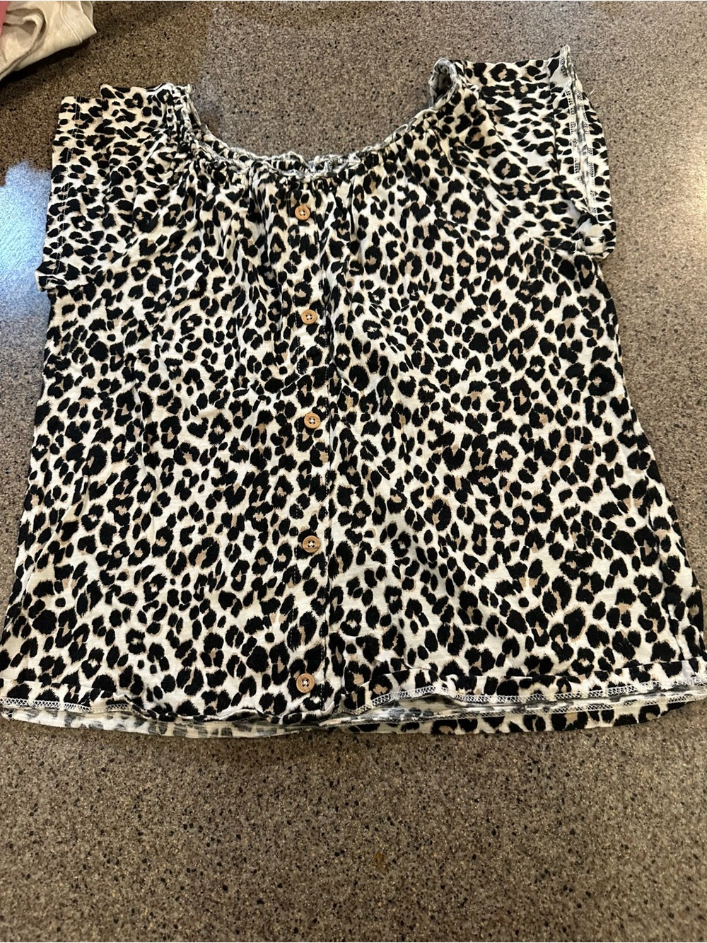 Leopard Print Button-Front  Top - Black & White
